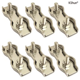 Twist Rope Clamps 6 Pieces Stainless Steel Clamp 3 mm ~ 5 mm Thick Steel Cable Clamps Double Clip Corrosion Resistant for Steel Wire Connection on Fence String Awning