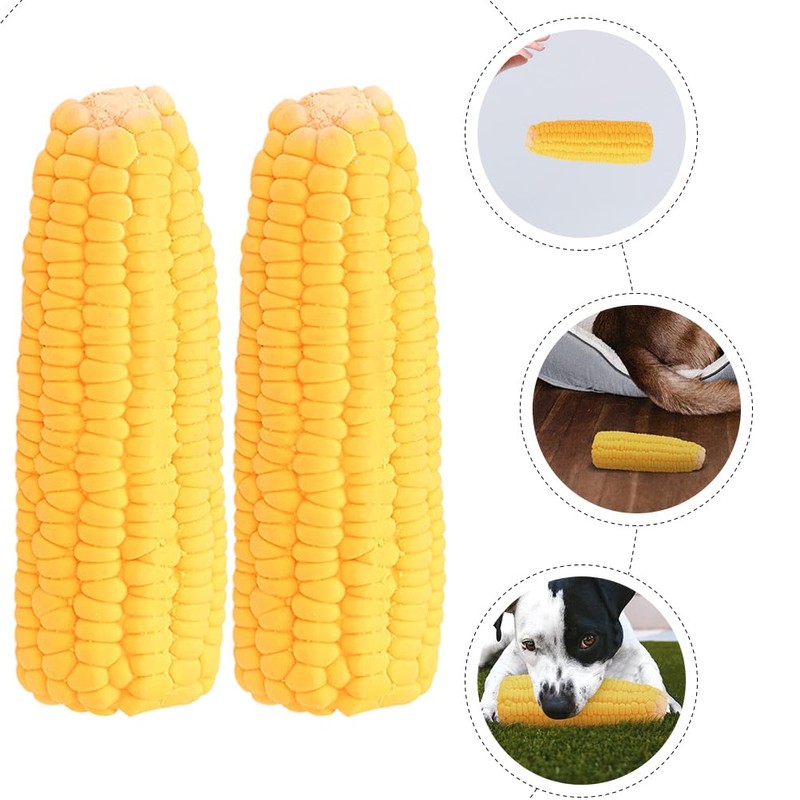 Angoily Puppy Corn, 3PCS Yellow Corn Dog Toy Dog Latex
