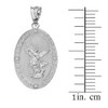 Sterling Silver Saint Michael The Archangel CZ Oval Medal Necklace