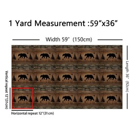Tela rústica de oso de The Yard, silueta de vida silvestre clásico impermeable al aire última intervensión, tela de rayas de madera para decoración de artes y manualidades, tela de piedra de granja