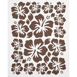 WANDfee Wall Sticker Hibiscus Flowers Hibiscus Flowers Choice of Colours Brown Wall Sticker Tile Stickers