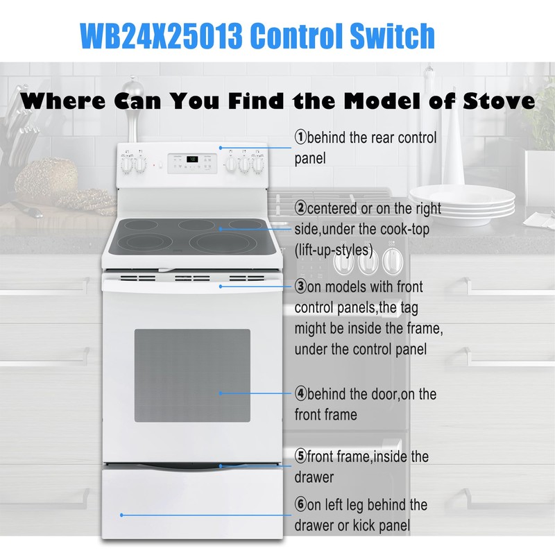 WB24X25013 Infinite Control Switch Replace for GE Range, 191d4774p005 Control