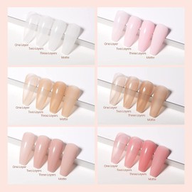 Esmalte de uñas en gel Beetles - Colección monocromática definitiva de 6 colores, esmalte de gel transparente, blanco lechoso, rosa transparente, secado rápido, UV, para salón de belleza Regalo navideño para mujer