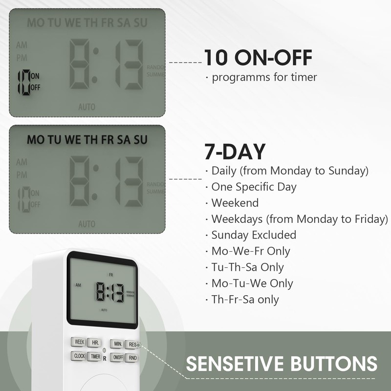 Plug in Digital Oulet Timer Switch 7 Day / 24