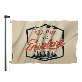 Swono Camping Flag 3x5 Ft Get Out And Explore Red Brown Flag Double Sided Double Stitched with Brass Grommets