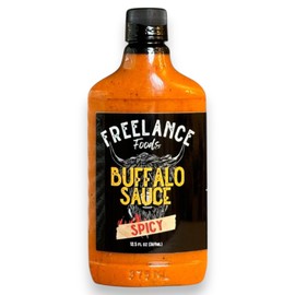 Spicy Buffalo Sauce with Ghost Chili, 12 oz – Bold, Buttery Heat with Intense Flavor, Perfect for Buffalo Wings, Burgers, and Dips – Handcrafted in Texas – Freelance Foods