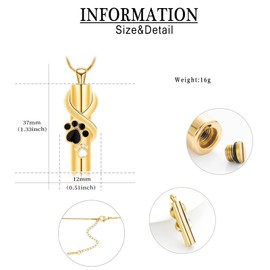 AIWENXI Cylinder Bar memorial Ashes Necklace Dog Paws Print Cremation Jewelry Stainless Steel Pet/Human Ash Pendant Necklace Memorial Keepsake Pendant Jewelry for Men Women Gifts