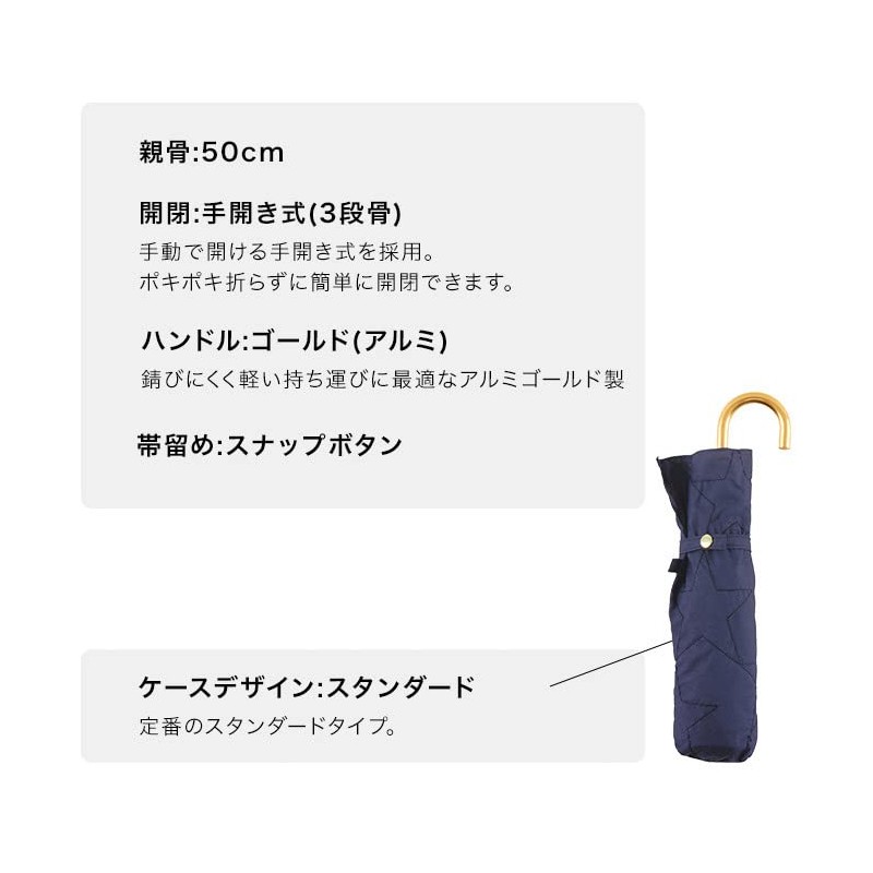 Wpc. 801-5987 Parasol Star Stitch Mini Navy Folding Umbrella, Women's,