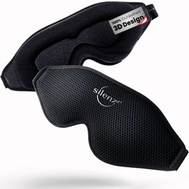 silenzZZ® Premium Schlafmaske - 3D Augenmaske für Frauen & Herren - Schlafbrille bequem gepolstert für absolute Dunkelheit - Sleep-Mask, Schlaf-Maske schwarz