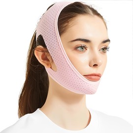 ZKGYUS Wiederverwendbare V-Linienmaske,V-Linien-Lifting-Maske, Gesichtslifting-Bandag,Rosa