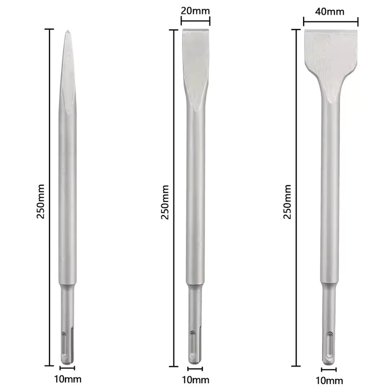 SDS Plus Chisel Set 250mm Hammer Drill Bits for Concrete,