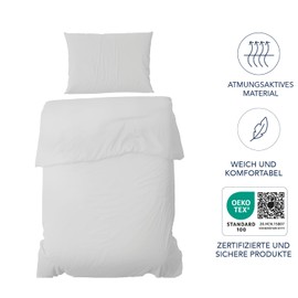 Dreamzie Bed Linen Set 135 x 200 cm with 1 Pillowcase 80 x 80 cm, White – Duvet Cover 135 x 200 cm Single Bed Made of 100% Microfibre – Oeko Tex-Certified No Chemicals