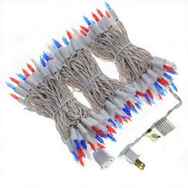 150 Red White and Blue Lights, 50 Ft LED Multicolored Decorative Lights String, UL Certified Commercial Grade Mini Light Set, for Indoor Outdoor Party, National Day, Patio.