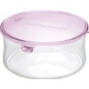 iwaki KT7401-P Heat-resistant Glass Storage Container, Pink, Round, S, 12.8