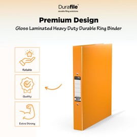 Durafile Ring Binder A4 File, Orange, Single File Folder Organiser, Heavy Duty Board Construction Folders for Paperwork Ring Binder, Ideal Folder for School, Home & The Office