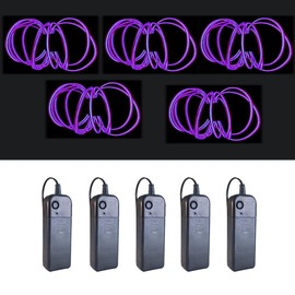 MaxLax EL Wire 5 Pack, 9ft Neon Light Wire Noise Reduction with Battery Pac(9ft-Purple)