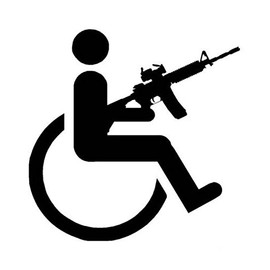 Ranger Products Handicap Gun Wheelchair - Decal Sticker, Die Cut Vinyl Decal for Windows, Cars, Trucks, Tool Boxes, laptops, MacBook - virtually Any Hard, Smooth Surface