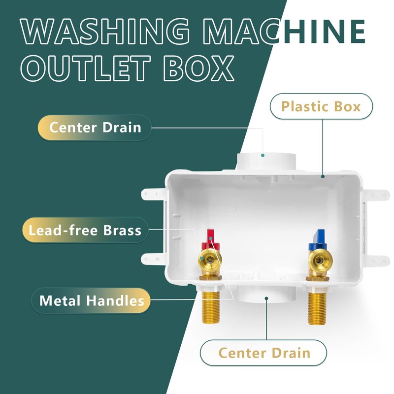 Washing Machine Outlet Box, Niikappu 1/2 Inch MIP Sweat Inlet