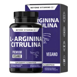 L-arginina 1000mg + Citrulina + Beta Alanina + Cafeína (de Guaraná) | Aminoácido Esencial + Citrulina Como Precursor De Óxido Nítrico - 60 Cápsulas