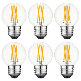Arberlic G16.5 light bulb LED,4W E26 LED bulb dimmable Equivalent E26 40 watt light bulb,Warm white 2700K,400lm,CRI85+,AC120V,Edison style,clear glass,flicker free,Pack of 6