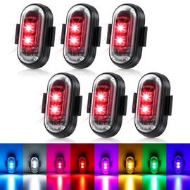 6PCS Wireless LED Strobe Lights with Remote Control,8 Colors IP65 Waterproof Anti-Collision USB Charing Led strobe Light，3 brightness levels Wireless LED Lights for Car Drone Truck Motorcycle Bike