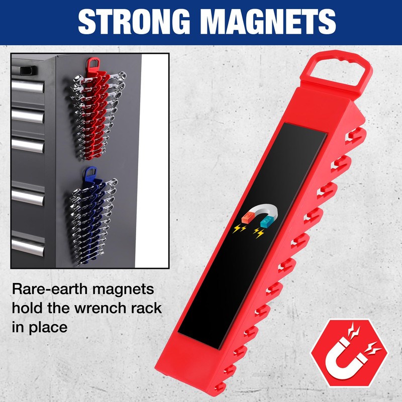 WORKPRO 2-Pack Magnetic Wrench Organizer, 12-Piece Gripper Wrench Holder for