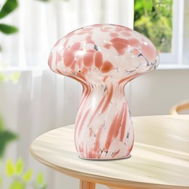 Naboher Mushroom lamp Bedside Table lamp, 7.0 inches, semi Transparent Glass Table lamp Suitable for bedrooms, Living Rooms, Dining Rooms, Modern Style Aesthetic Cute Home Decoration (Light Purple)