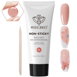 modelones Solid Builder Gel for Nails, Non-Sticky Upgraded Poly Extension Hard Gel Nude for 3D Art Sculpting Molding Beginners-friendly 50g