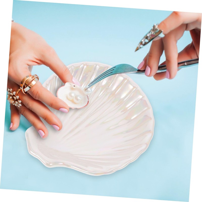 Ciieeo Ceramic Shell Shaped Jewelry Dish Trinket Holder for Rings