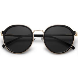 CARFIA Vintage Runde Damen Sonnenbrille Polarisiert 100% UV-Schutz mit Brillenetui Kategorie.3 für Outdoor Fahren