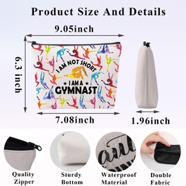 PLITI Gymnast Gifts Gymnastic Mom Gift Dancer Gift Gymnastic Makeup Bag I Am Not Short I Am A Gymnast Cosmetic Bag (not Short Gymnast bagCA)