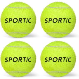 SPORTIC 4 PCS Tennis Balls,High Bounce Practice Tennis Balls with Mesh Bag, Pet Playing