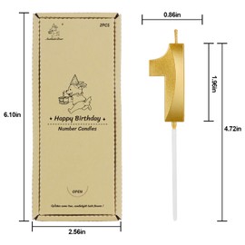 Birthday Candles, 1.96 Inch Number 11 Happy Birthday Candles, Number Candles Decoration for Birthday Party and Anniversary Celebration(Champagne Gold)