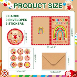 HOWAF HOWAF 9pcs Valentine's Day Cards for Teachers,Teacher Valentines Gift Cards with Envelopes Stickers,Thank You Teacher Valentines Cards for Teacher Valentine Gift