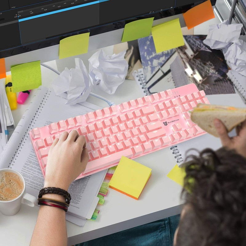 Merdia Mechanical Keyboard Gaming Keyboard | Red Switch Pink Backlit