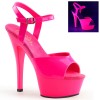 PLEASER KISS-209UV Women's Neon Pink 6" Heel Platform Ankle Strap