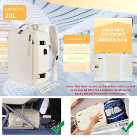 Leyrica Cabin Bags 40x20x25 for Ryanair/Wizzair, Carry On Flight Underseat Airport Bag Hand Luggage Backpack Travel Cabin Size Rucksack, 20L Waterproof Bag Plane Hand Suitcase (Beige)