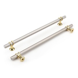 Rergy 10 Pack 10 Inch Brushed Nickel and Gold Cabinet Pulls Heavy-Duty Kitchen Cabinet Handles, Rust-Resistant and Durable Drawer Pulls Zinc Alloy Hardware for Cupboard,Closet,Cabinets