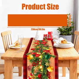 Meriviva Christmas Runners for Tables, Red Christmas Table Runner with Red Flower Xmas Tree Bells Print for Party Table Decoration Home Decor (B)