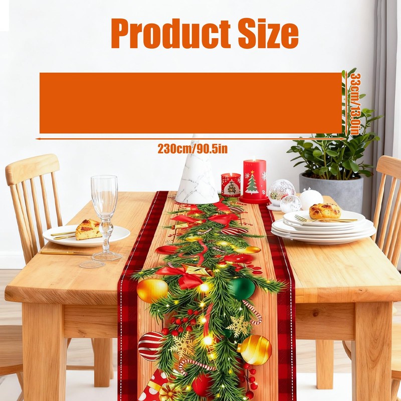 Meriviva Christmas Runners for Tables, Red Christmas Table Runner with