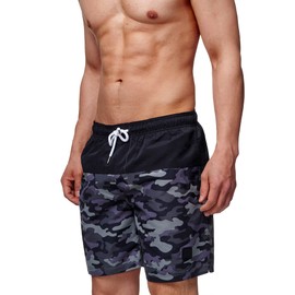 Indicode Men's Pruitt Swimming Trunks with 3 Pockets and Drawstring, Swimming Shorts for Men, Dired camouflage