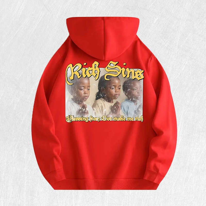 Rich Sins Graphic Hoodie 100% Cotton US Warehouse 6 ColorsColor: