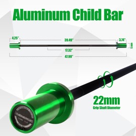 E.T.ENERGIC Kids Barbell 5LB Mini Barbell Bar 4ft for Beginner Women & Kids Weighted Bar, Compatible with 2-Inch Weight Plates, for Strength Training Gym Weight Lifting, Green&Black