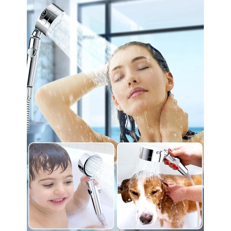 シャワーヘッド 増圧 80%節水シャワープロ 浄水 塩素除去 極細水流 しゃわーへっど 高水圧 角度調整 3階段モード