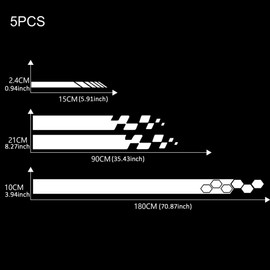 RoJuicy 5 Pieces Vinyl Car Side Sticker Decorative Auto Body Racing Sports Decals Car Truck DIY Decal Stripe Vinyl Sticker Accessories