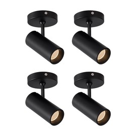 Aisilan 4 Pack 9W LED Modern Black Directional Dimmable Spotlight Indoor Adjustable 90° Anti Glare Ceiling Spot Light Lamp for Foyer Living Room Picture Artwork Lighting, Warm White 3000K, CRI 97