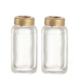 Melody Jane Dollhouse 2 Empty Mason Canning Preserving Jars with Lids Miniature Accessory