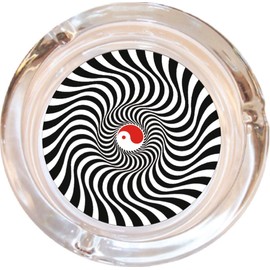 Optical Yin Yang Glass Ashtray - 4" Round
