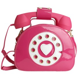 QiMing Retro dial telephone Crossbody Shoulder Bag,Pu Movable microphone Purse for Women