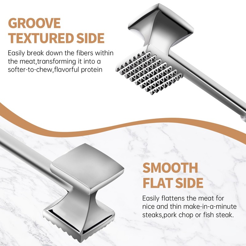 Yopinmall Meat Tenderiser Stainless Steel, Double-Sided Non-Stick Schnitzel Tenderiser Meat